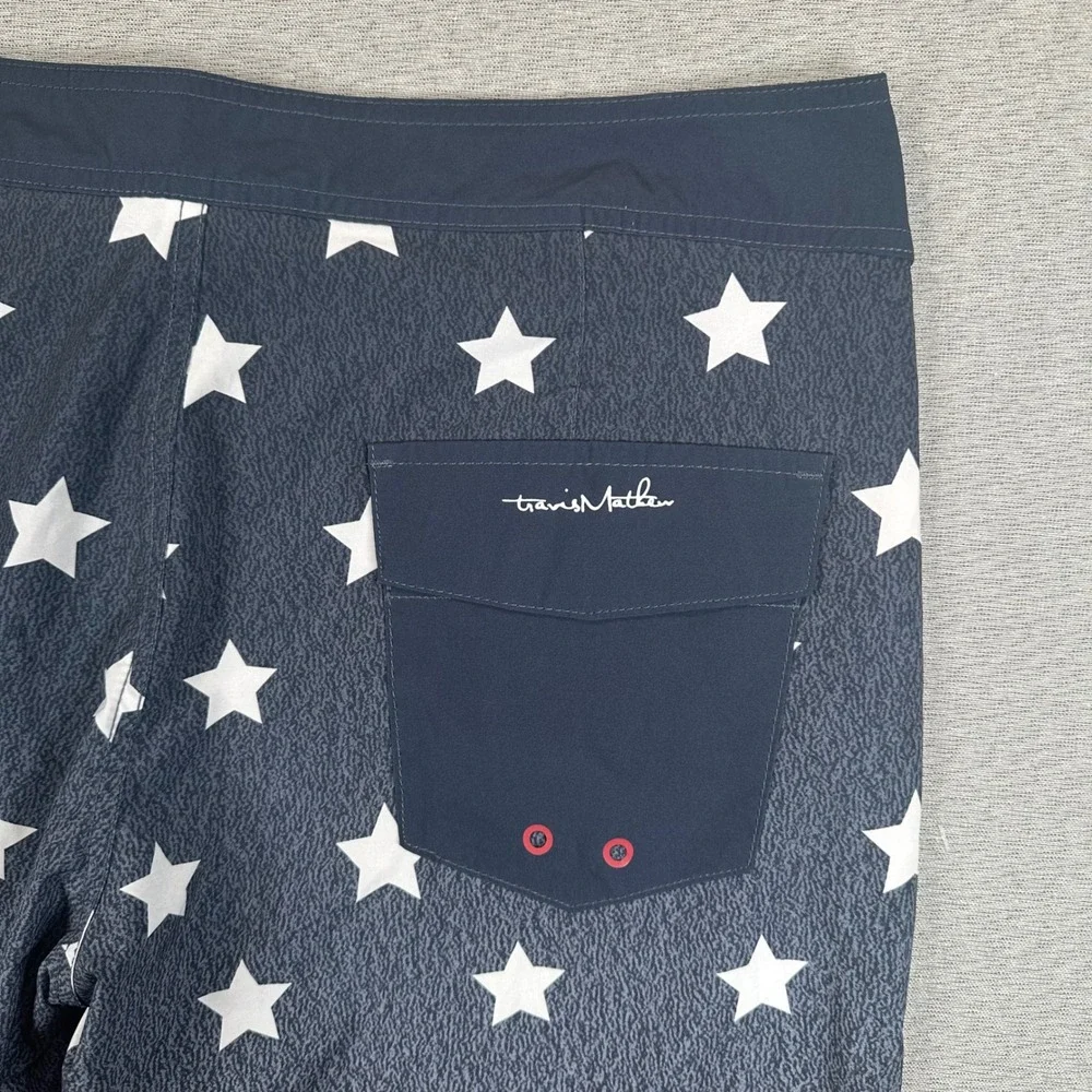 Travis Mathew Board Shorts Men 34 Stars and Stripes Navy Red White USA Patriotic